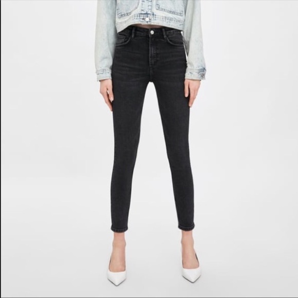 Zara Denim - ZARA High Rise Black grey Skinny stretch Jeans 4